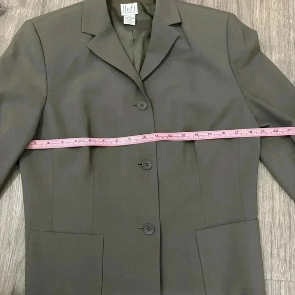Ann Taylor Loft Stretch Women’s Wool Blend Blazer Jacket Green Gray Lined Career - Picture 4 of 13